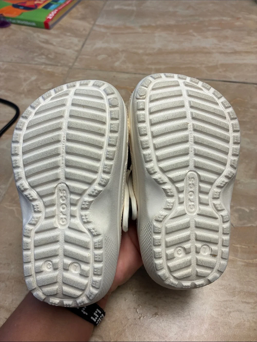 Toddler size 7 CROCS Clogs White Panda Shoes